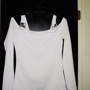 White cold shoulder blouse